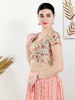 Art Silk Cream Ready Made Blouse -Saree Luxe Shop art silk cream ready made blouse 1683703023x 1026 sl light gold 5