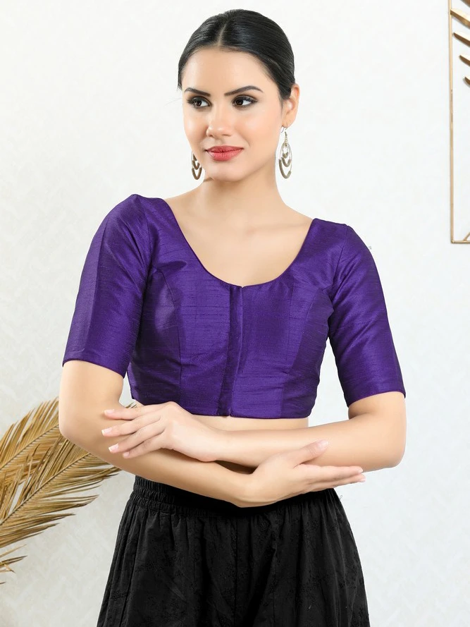 Art Silk Purple Ready Made Blouse 1 Art Silk Purple Ready Made Blouse