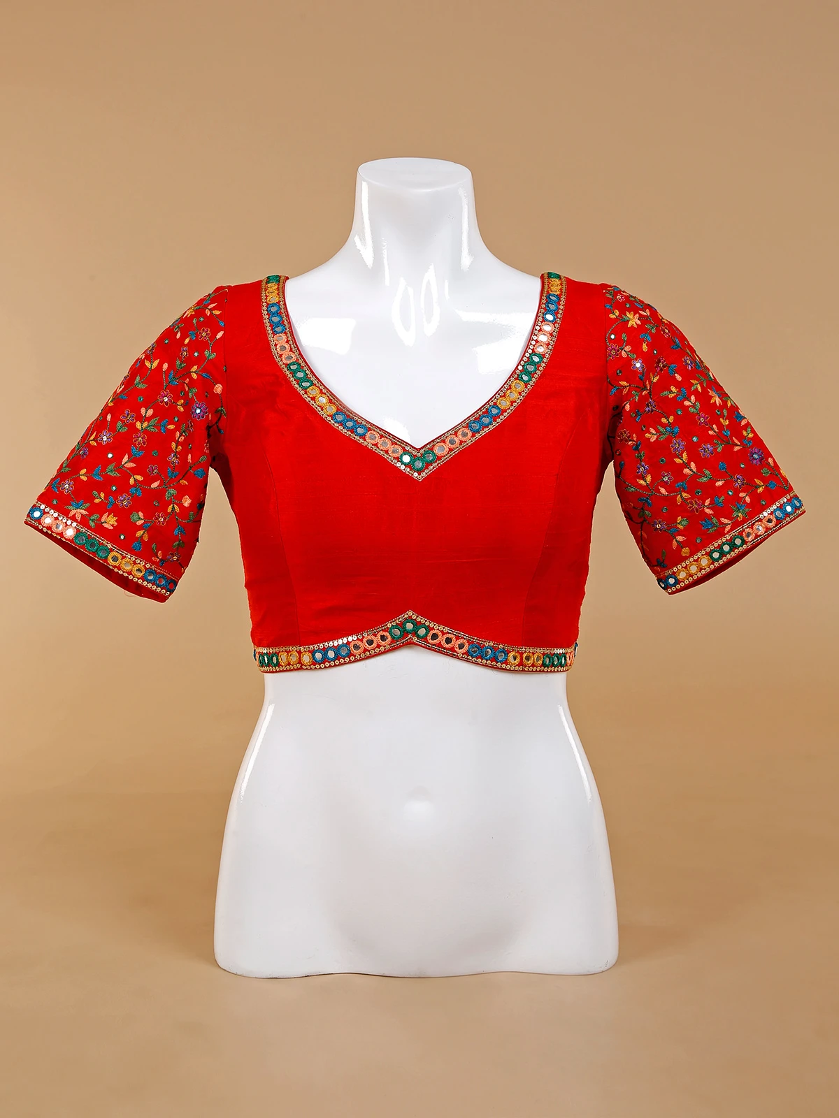 Attractive Red Silk Ready Made Blouse 3 Attractive Red Silk Ready Made Blouse - Image 3