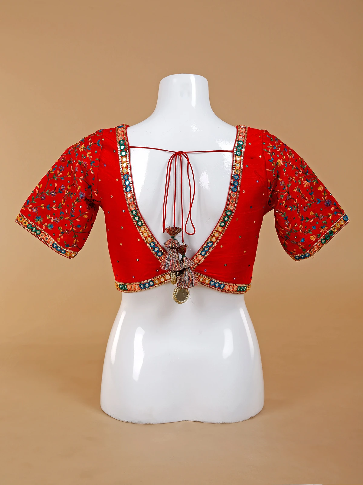 Attractive Red Silk Ready Made Blouse 2 Attractive Red Silk Ready Made Blouse - Image 2