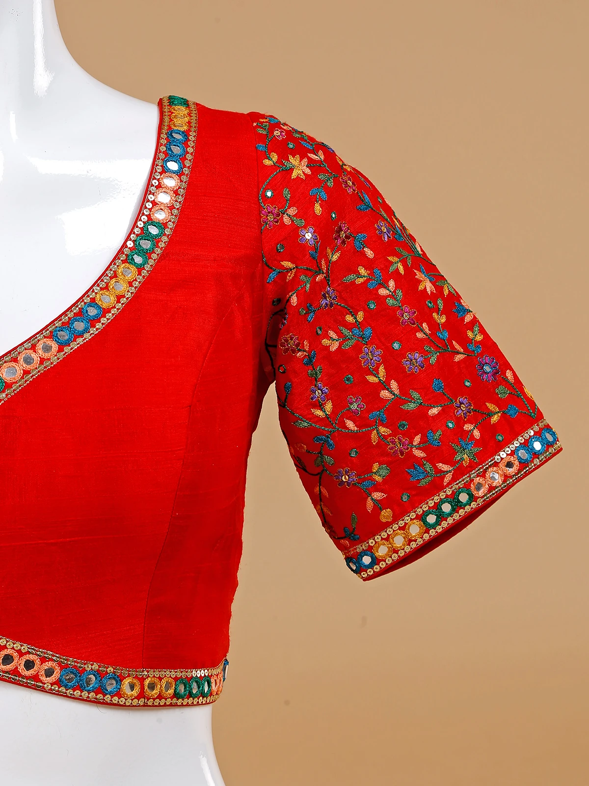 Attractive Red Silk Ready Made Blouse 1 Attractive Red Silk Ready Made Blouse