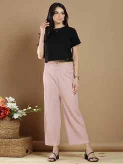 Baby Pink Causal Lycra Palazzo Pant For Pretty Women