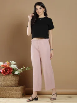 Baby Pink Causal Lycra Palazzo Pant For Pretty Women -Saree Luxe Shop baby pink causal lycra palazzo pant for pretty women 165477349023066 powder oink 3