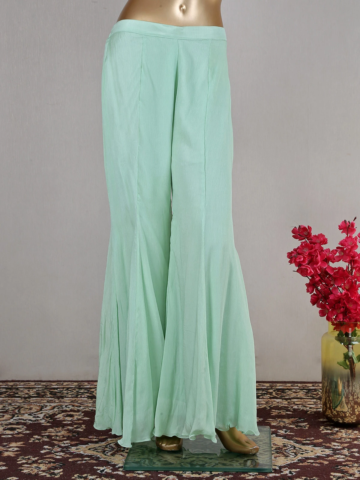 Beautiful Mint Green Georgette Co Ord Set For Festive