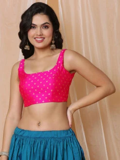 Beautiful Pink Silk Blouse 7 Beautiful Pink Silk Blouse -Saree Luxe Shop beautiful pink silk blouse 1704451247ssb4542 pink 1