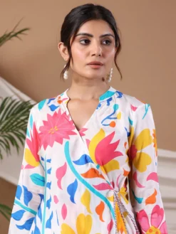 Beautiful Printed White Silk Co Ord Set -Saree Luxe Shop beautiful printed white silk co ord set 1691043089as2718574 4