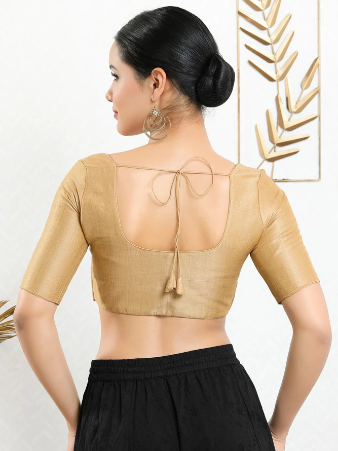 Beige Art Silk Ready Made Blouse 2 Beige Art Silk Ready Made Blouse - Image 2