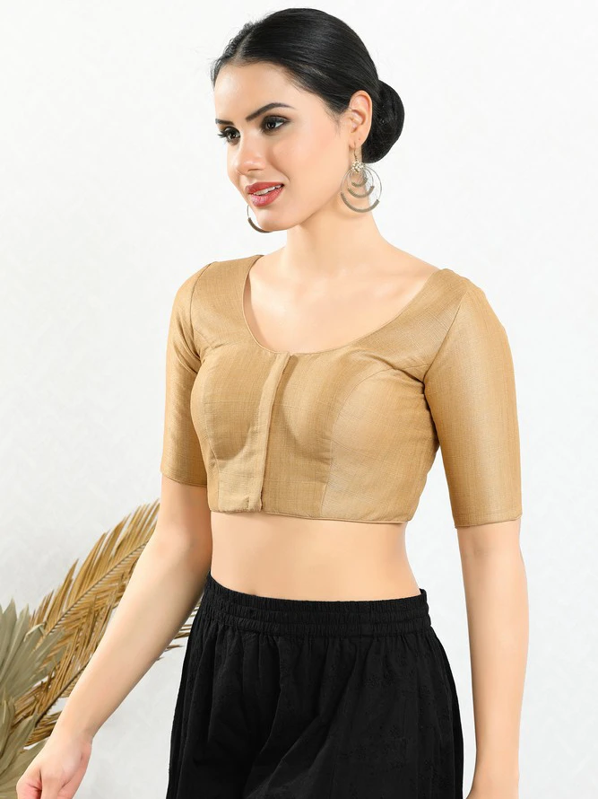 Beige Art Silk Ready Made Blouse 3 Beige Art Silk Ready Made Blouse - Image 3