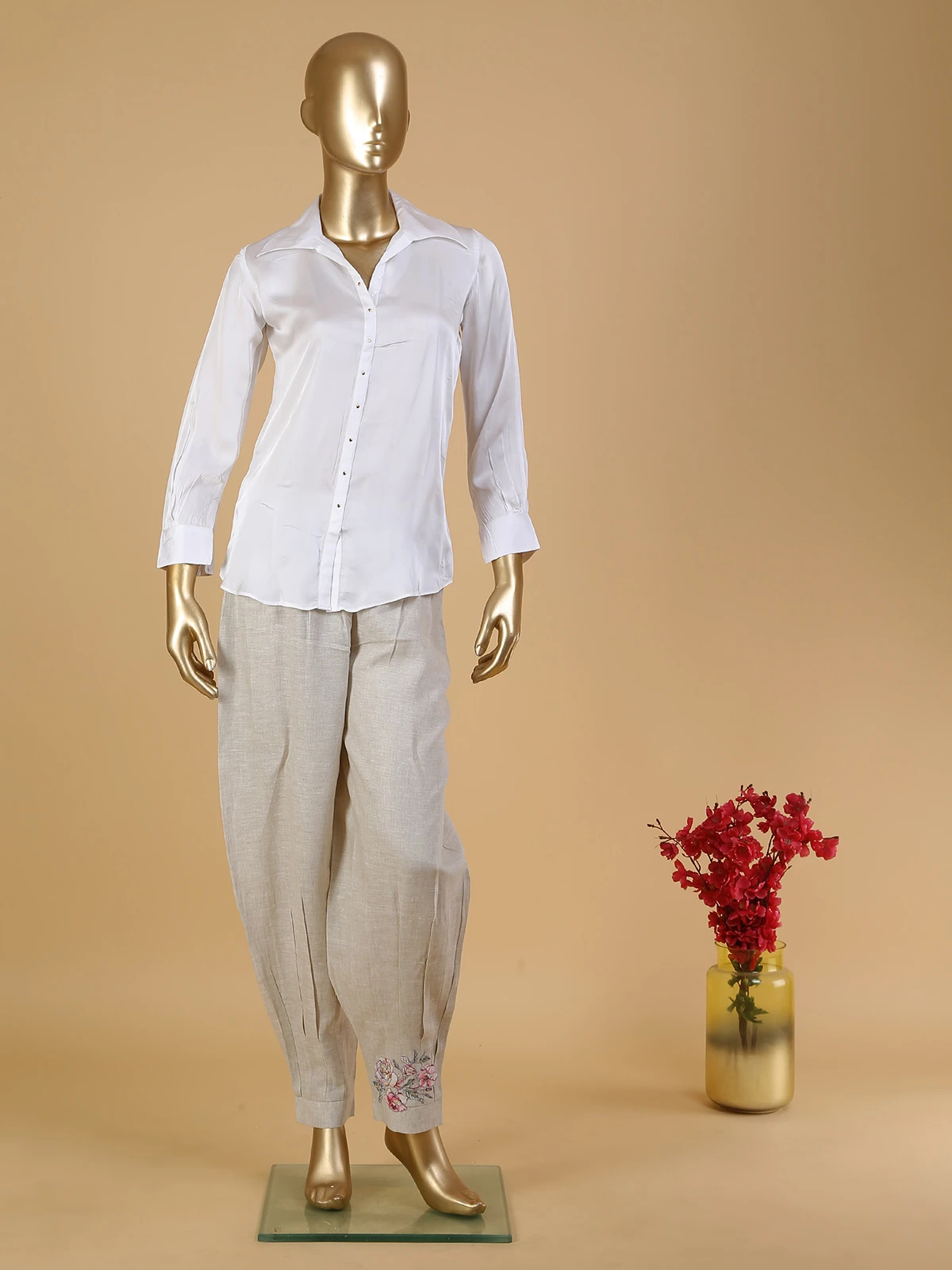 Beige Cotton Jacket Style Co Ord Set 5 Beige Cotton Jacket Style Co Ord Set - Image 5