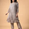 Beige Printed Crepe Co Ord Set