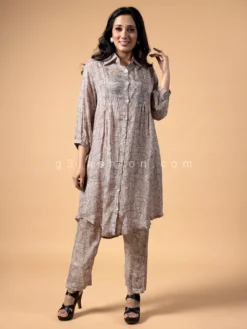 Beige Printed Crepe Co Ord Set 9 Beige Printed Crepe Co Ord Set -Saree Luxe Shop beige printed crepe co ord set 1675658394as2487624 4