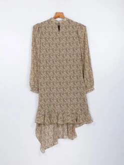 Beige Printed Georgette Midi Dress