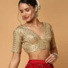 Beige Silk Embroidery Blouse