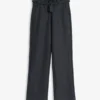 Black Cotton Plain Casual Pant