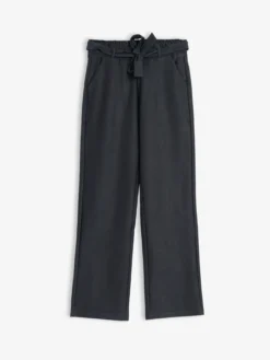 Black Cotton Plain Casual Pant