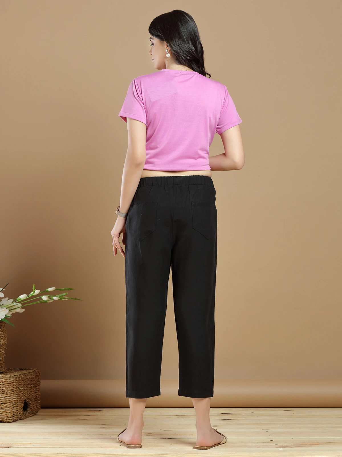 Black Cotton Plain Pant For Beautiful Lady - Image 5