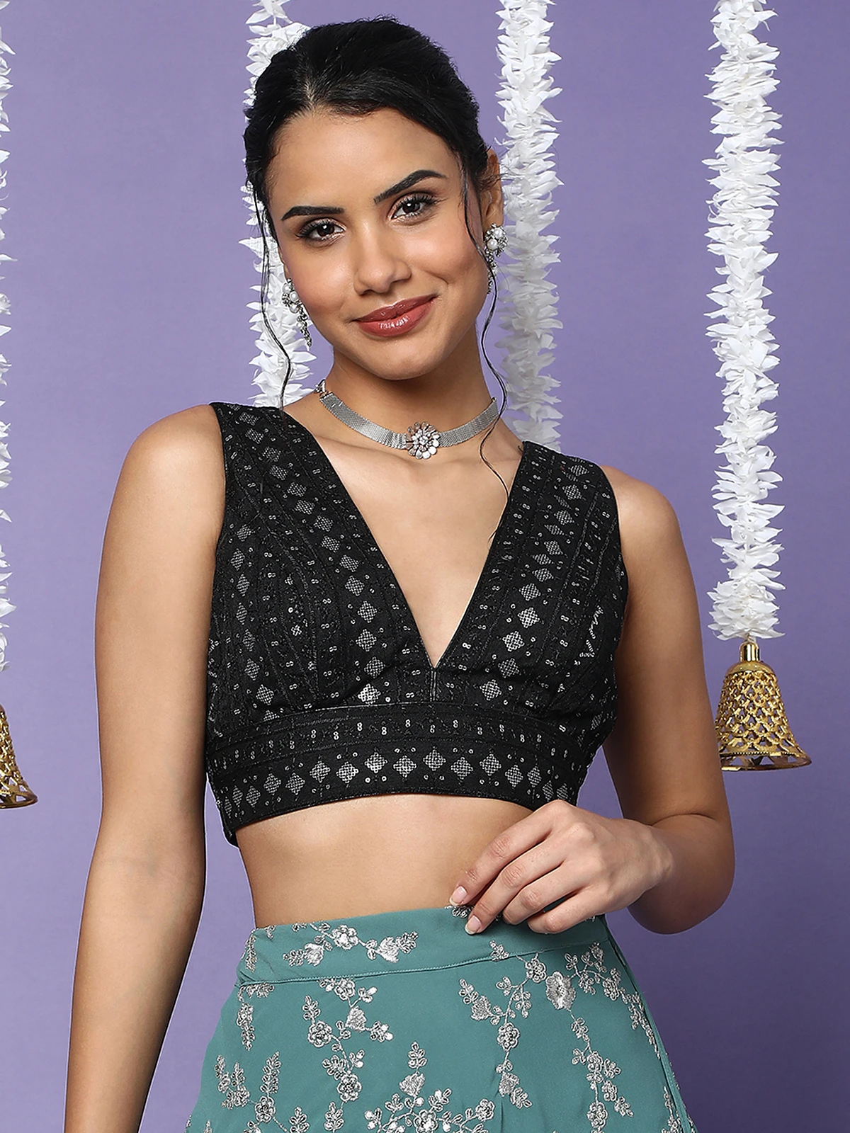 Black Embroidery Sleeveless Blouse 1 Black Embroidery Sleeveless Blouse