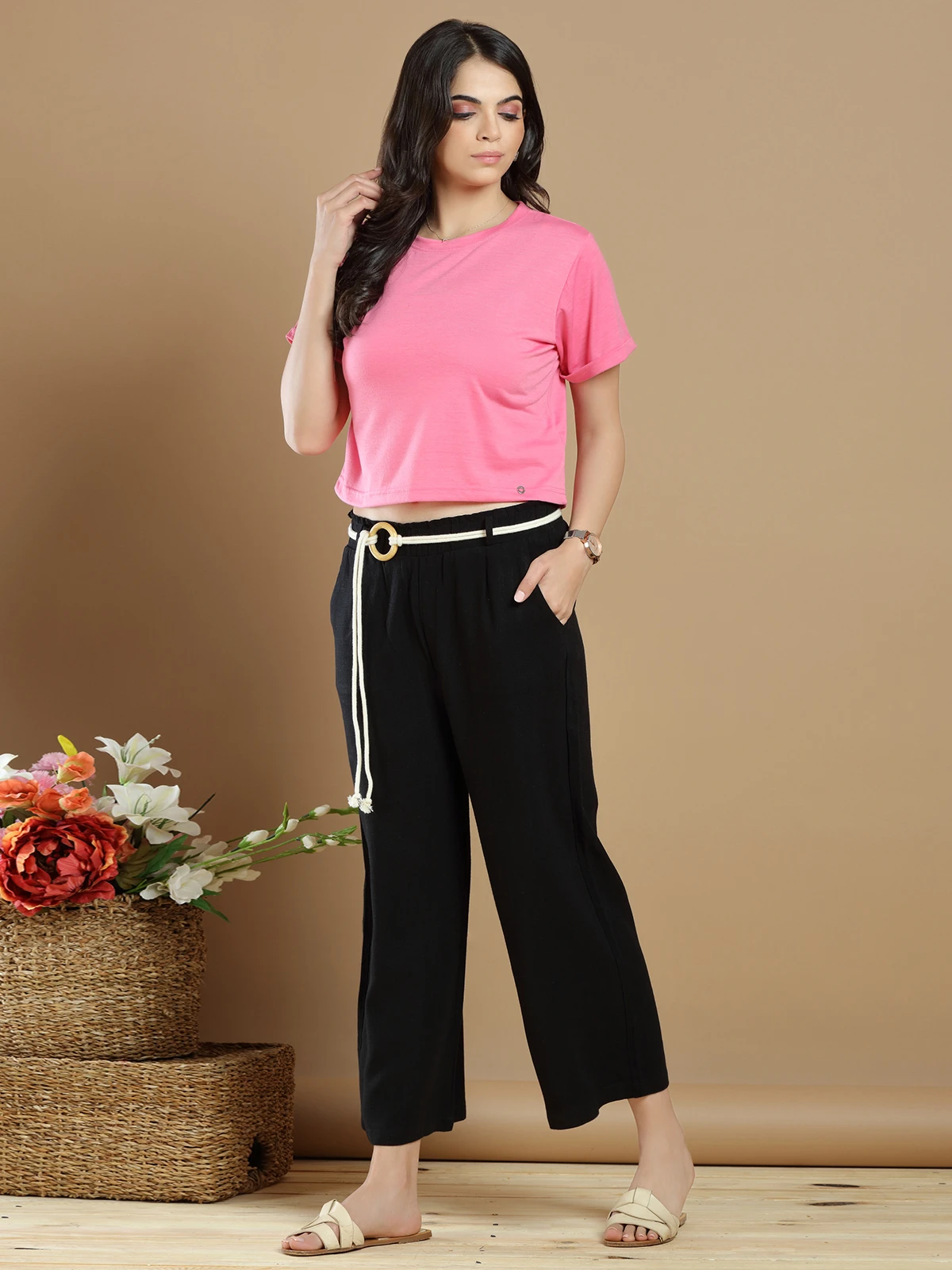 Black Linen Palazzo Pant For Casual Wear 1 Black Linen Palazzo Pant For Casual Wear