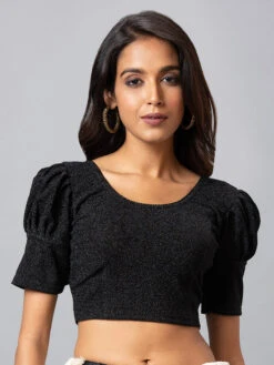 Black Lycra Cotton Blouse -Saree Luxe Shop black lycra cotton blouse 1704437893ssb4501 blck