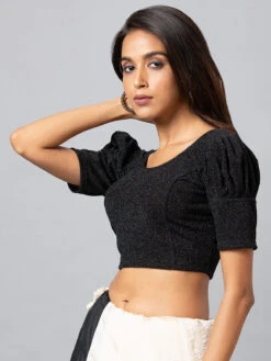 Black Lycra Cotton Blouse