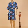 Blue And Green Printed Dress