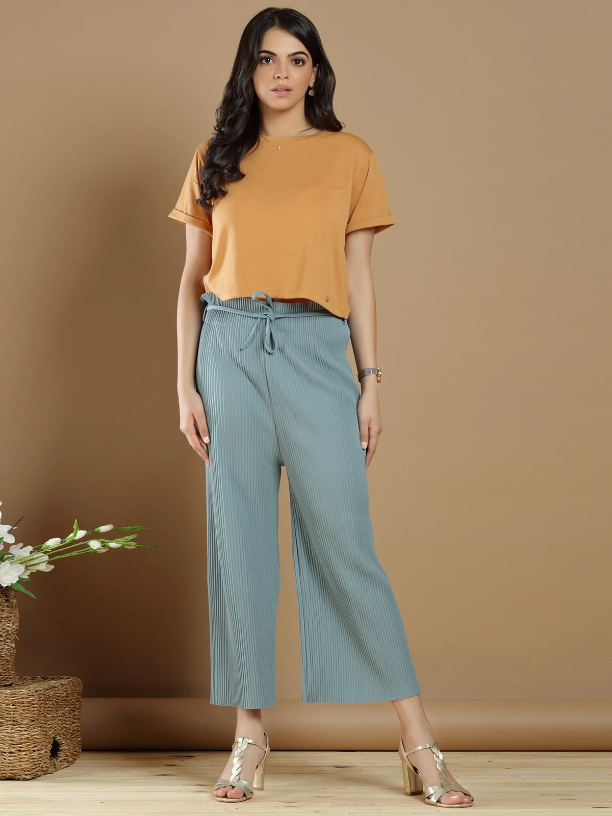 Blue Color Plain Lycra Palazzo Pant For Womens 2 Blue Color Plain Lycra Palazzo Pant For Womens - Image 2