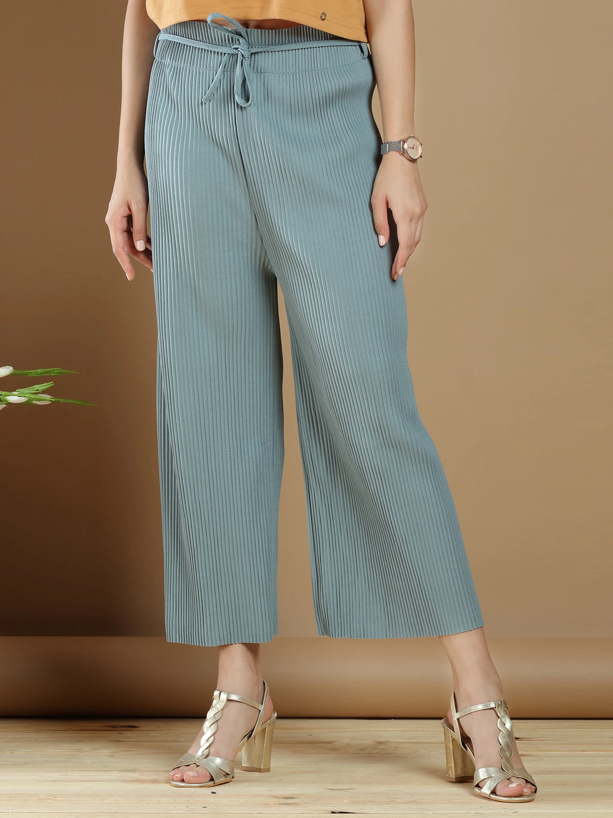 Blue Color Plain Lycra Palazzo Pant For Womens 3 Blue Color Plain Lycra Palazzo Pant For Womens - Image 3