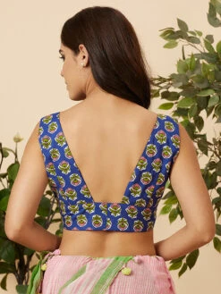 Blue Cotton Printed Blouse