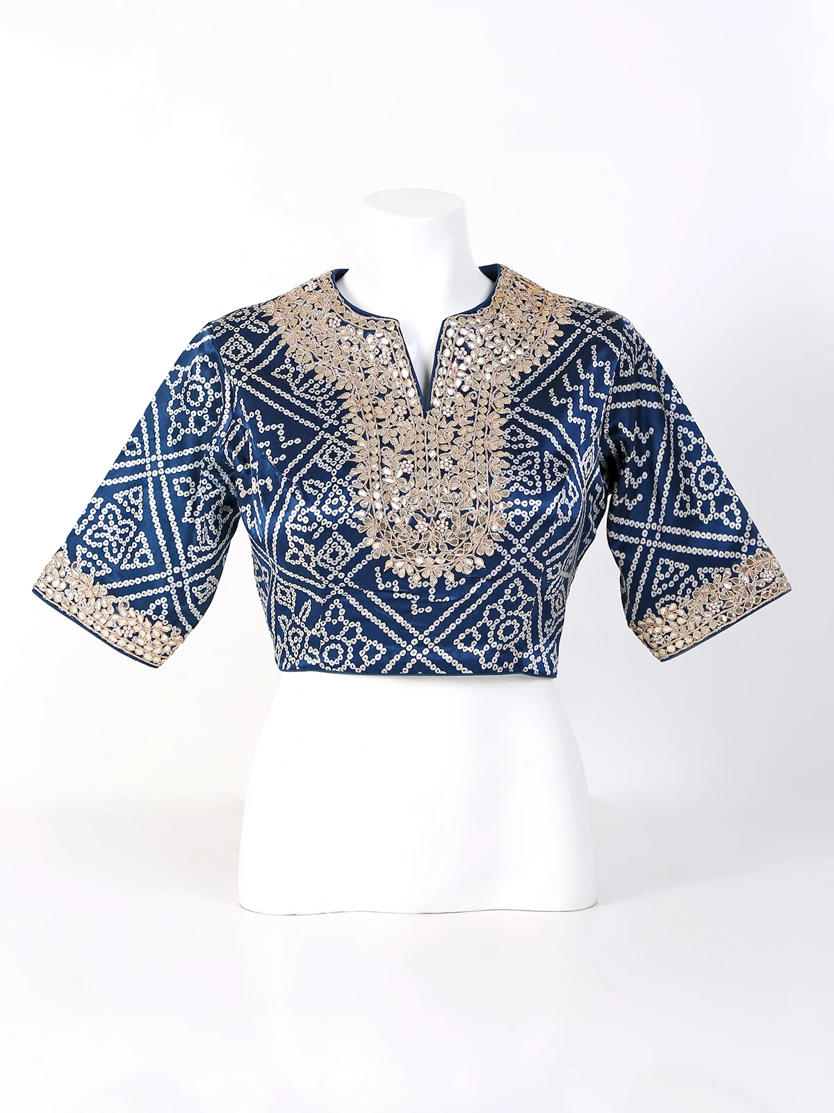 Blue Silk Bandhej Printed Blouse 1 Blue Silk Bandhej Printed Blouse