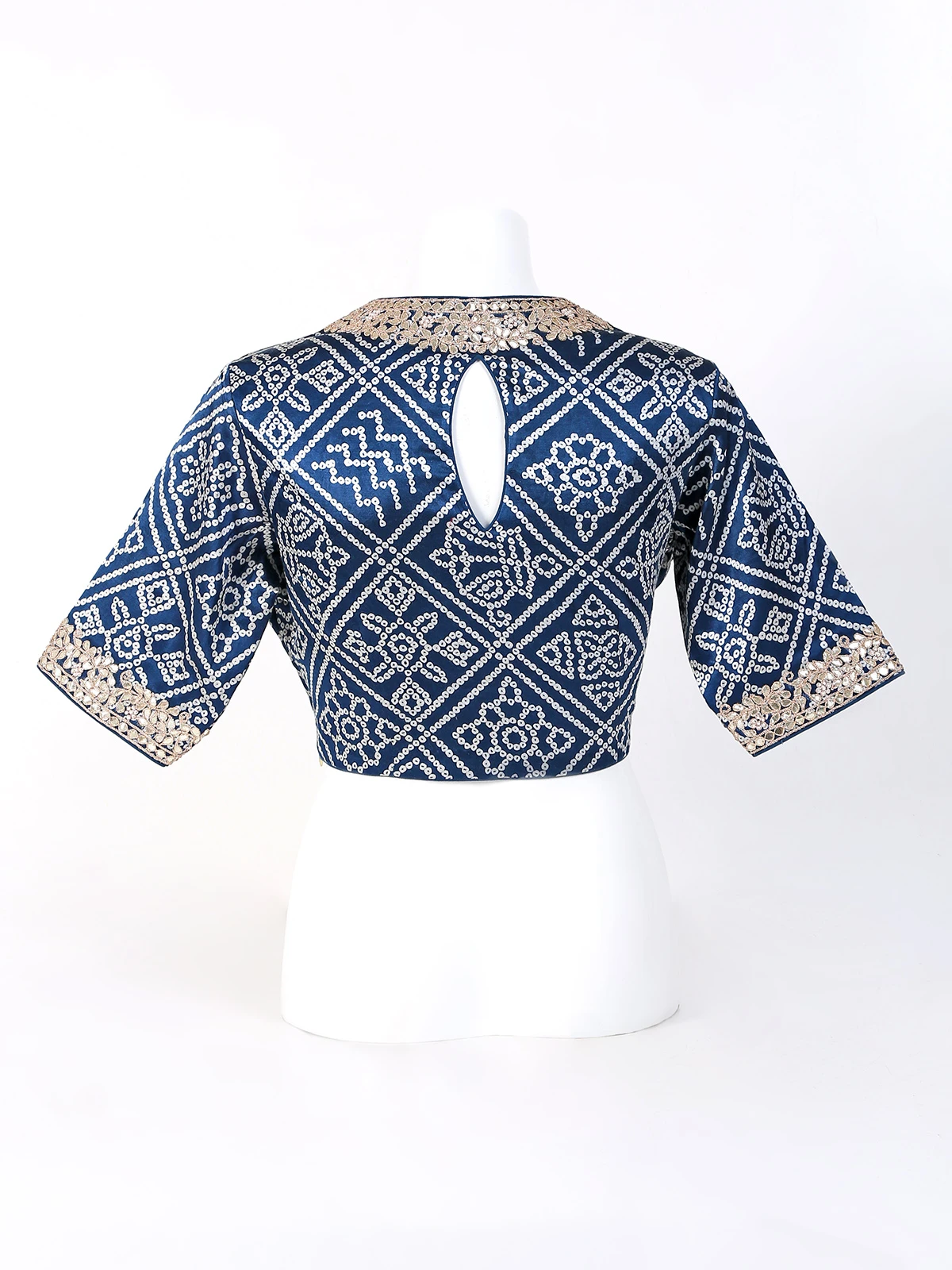 Blue Silk Bandhej Printed Blouse 2 Blue Silk Bandhej Printed Blouse - Image 2