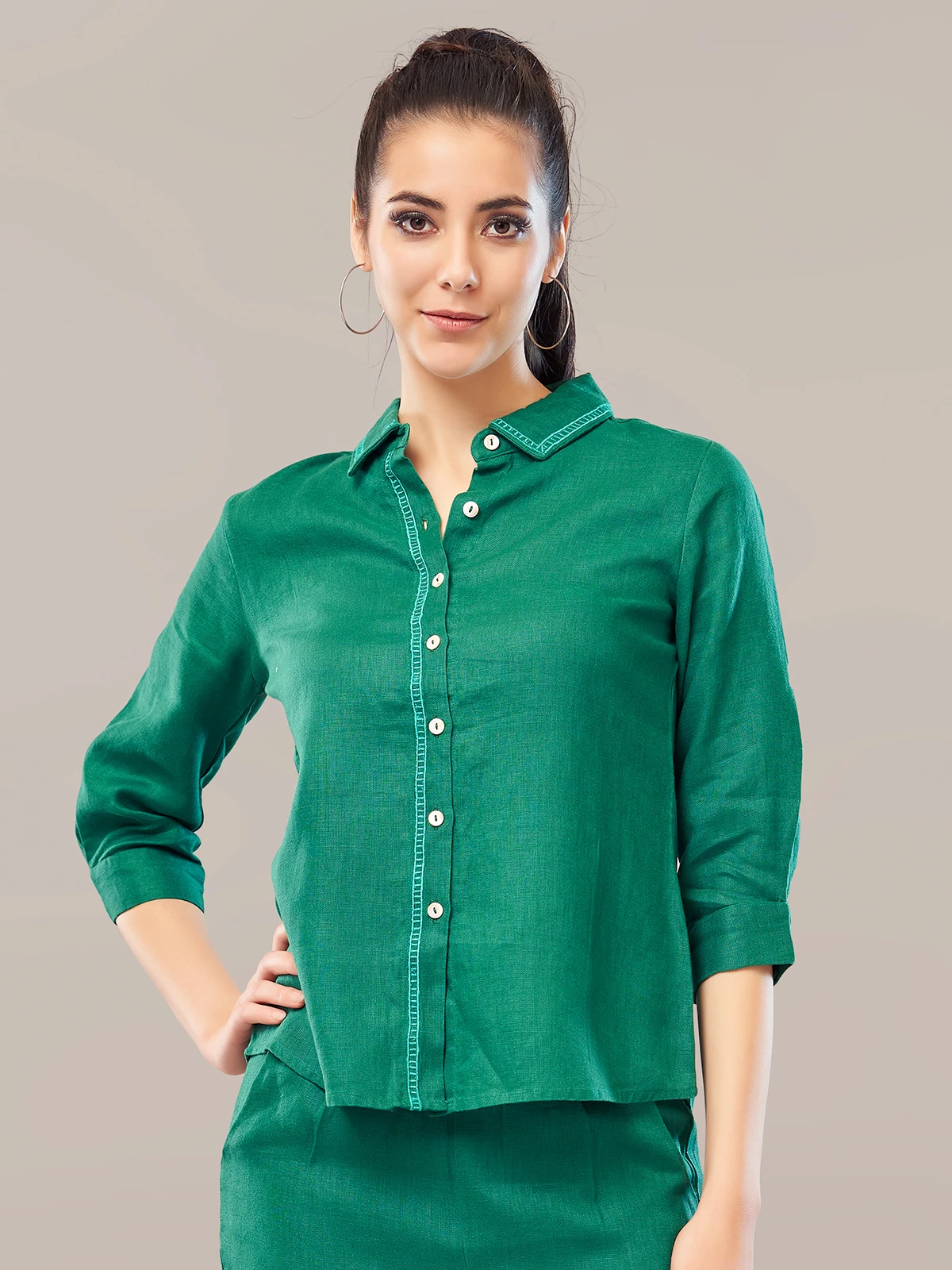 Boom Dark Green Linen Co Ord Set 1 Boom Dark Green Linen Co Ord Set