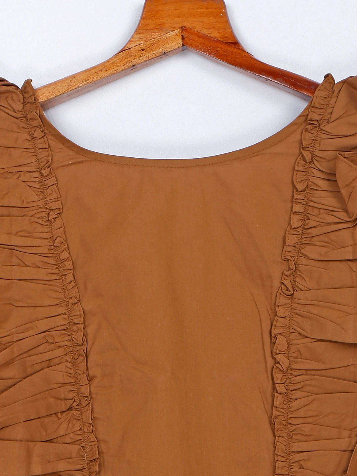 Brown Cotton Casual Half Sleeve Top 2 Brown Cotton Casual Half Sleeve Top - Image 2