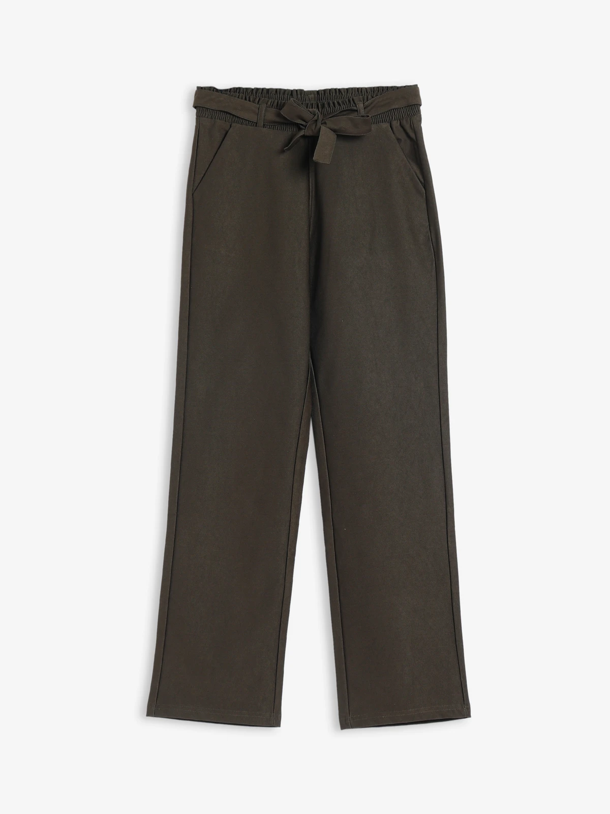 Brown Cotton Plain Pant 4 Brown Cotton Plain Pant - Image 4