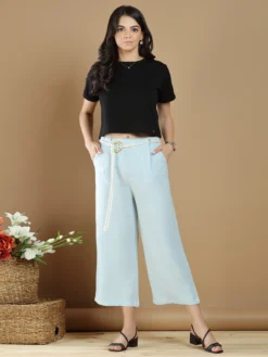 Casual Wear Fabulous Powder Blue Palazzo Pant -Saree Luxe Shop casual wear fabulous powder blue palazzo pant 165476640420319 sblue 3