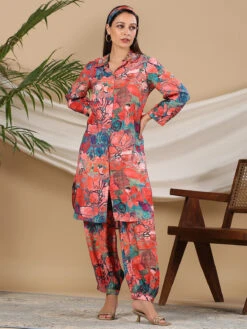 Casual Wear Red Printed Co Ord Set -Saree Luxe Shop casual wear red printed co ord set 1690888104as2718655 3