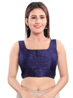 Classic Blue Raw Silk Blouse