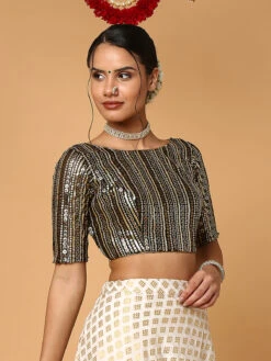 Classy Black Silk Blouse 8 Classy Black Silk Blouse -Saree Luxe Shop classy black silk blouse 1704193462ssb4396 blck 2