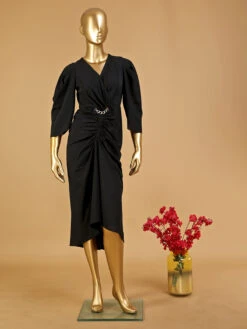 Clasy Black Party Wear Rayon Dress