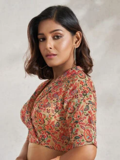 Cotton Beige Printed Blouse -Saree Luxe Shop cotton beige printed blouse 1703321777ss vf 0052 2