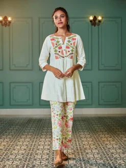 Cotton Off White Co Ord Set