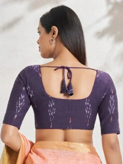 Cotton Printed Dark Purple Blouse -Saree Luxe Shop cotton printed dark purple blouse 1703228461ss rf 0004 3