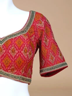 Cotton Silk Pink Printed Blouse -Saree Luxe Shop cotton silk pink printed blouse 1678855599as2624149 3