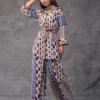 Cream And Purple Printed Co Ord Set