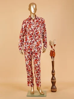 Sheczzar Cream Cotton Co Ord Set -Saree Luxe Shop cream cotton leaf printed co ord set 1701327775as2820550 1