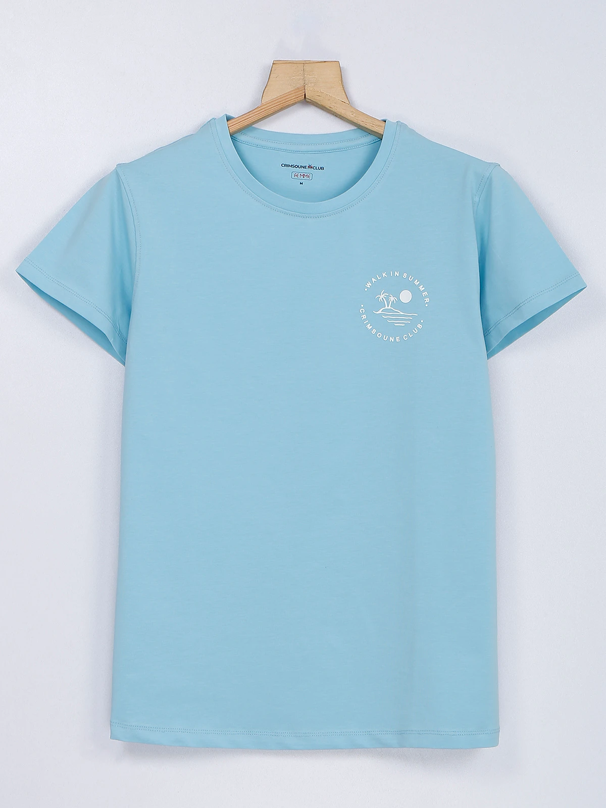 Crimsoune Club Sky Blue Cotton Plain T Shirt 3 Crimsoune Club Sky Blue Cotton Plain T Shirt - Image 3