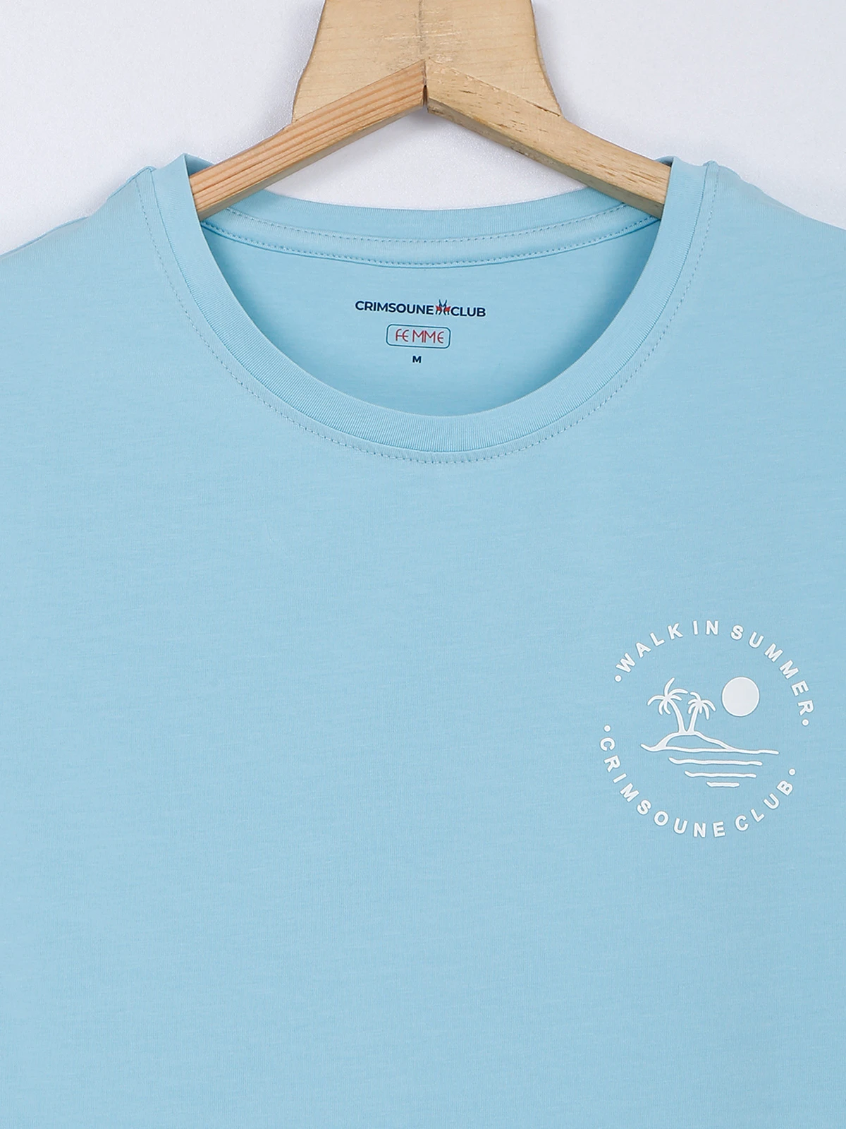 Crimsoune Club Sky Blue Cotton Plain T Shirt 2 Crimsoune Club Sky Blue Cotton Plain T Shirt - Image 2