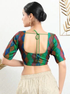 Dark Green Jacquard Ready Made Blouse 5 Dark Green Jacquard Ready Made Blouse -Saree Luxe Shop dark green jacquard ready made blouse 1683696322x 817 elb green multi 2