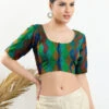 Dark Green Jacquard Ready Made Blouse