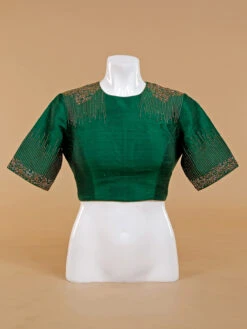 Dark Green Silk Blouse 5 Dark Green Silk Blouse -Saree Luxe Shop dark green silk blouse 1672287484as2561594 1