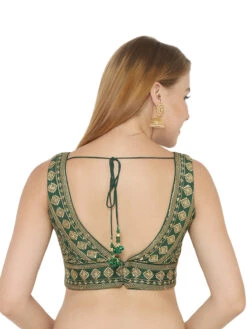 Dark Green Silk Embroidery Blouse -Saree Luxe Shop dark green silk embroidery blouse 1704111626ssb2959 gren 2